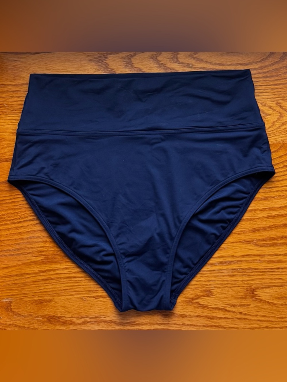 Navy Blue Lands End Women’s High Waisted Bikini Bottoms Size 12